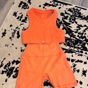 SET Active Orange Muscle Tee and matching shorts